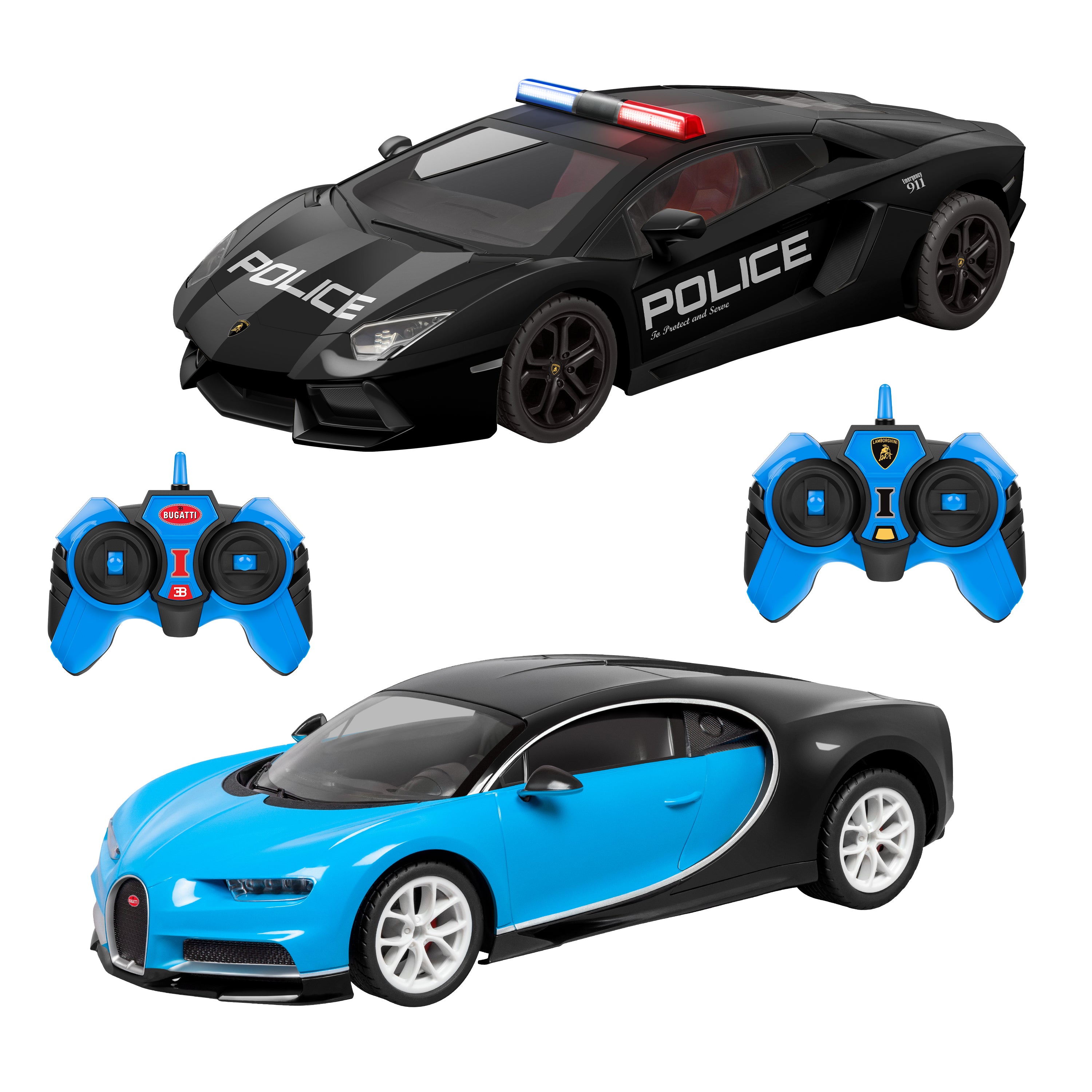 Persecución policial: Bugatti Chiron y Lamborghini Aventador [1:14]