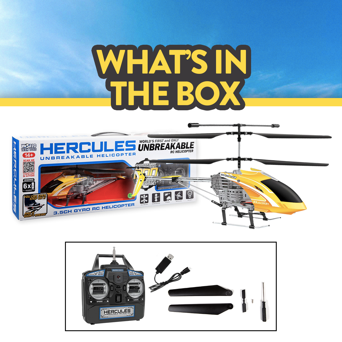 Hercules Unbreakable Gyro RC Helicopter