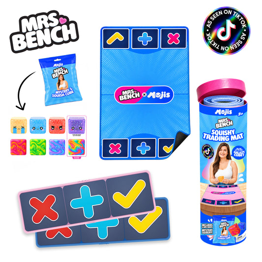 Mrs.Bench MOJIS Official Squishy & Fidget Trading Mat Combo with Mystery Squishy & Clicker