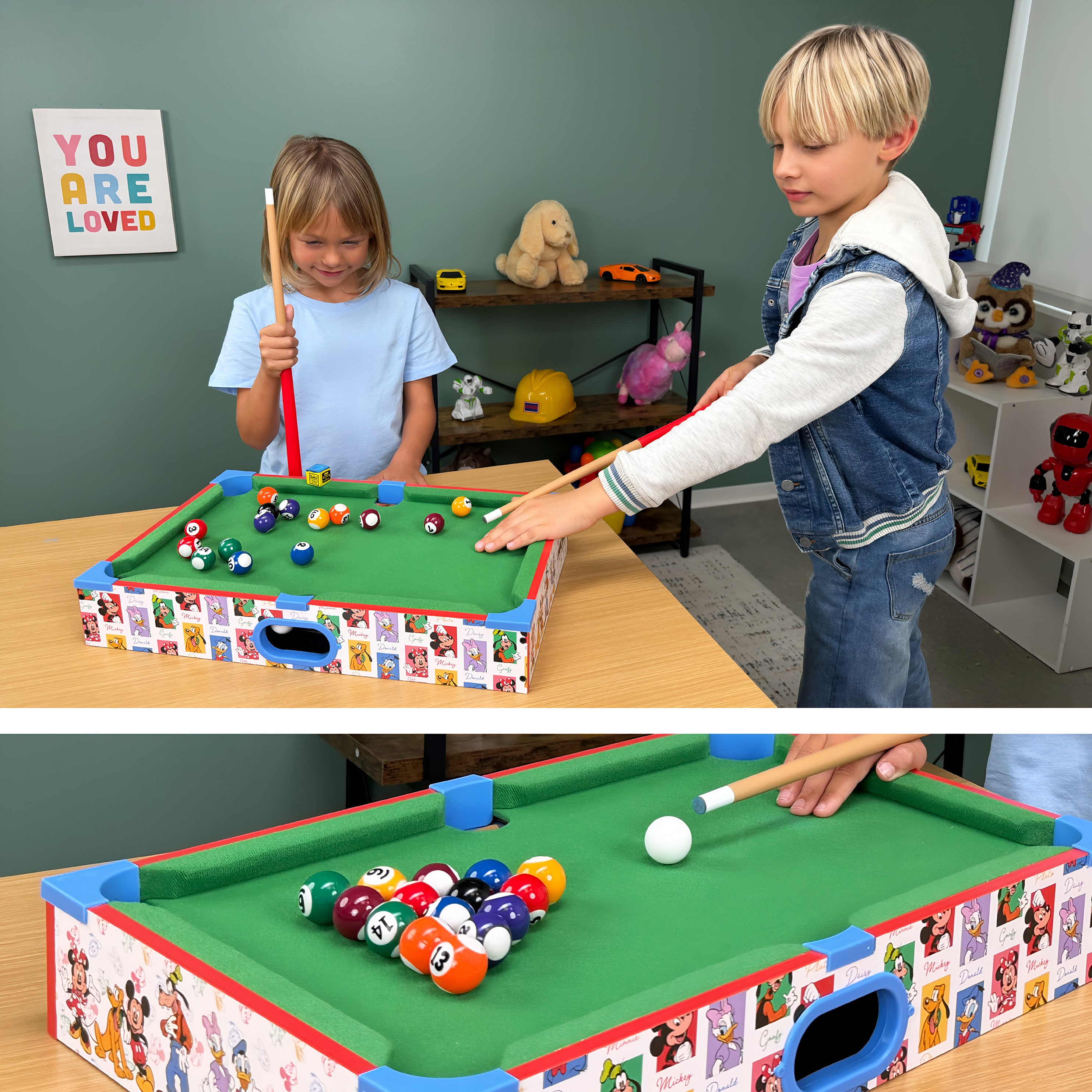 Mickey & his Friends Wooden Tabletop Pool Table