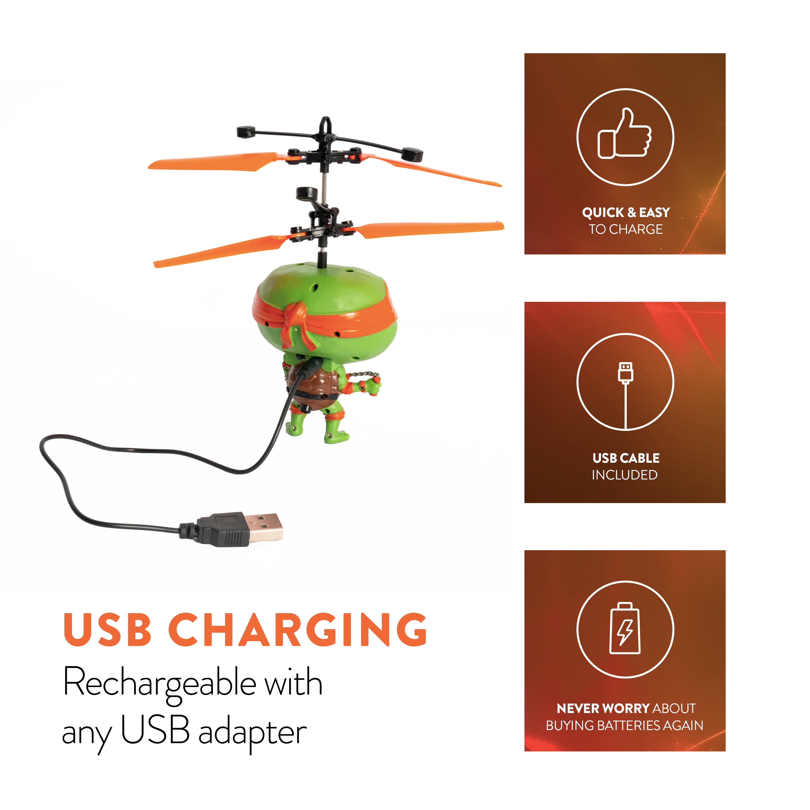 TMNT Mutant Mayhem Michelangelo OVNI de cabeza grande