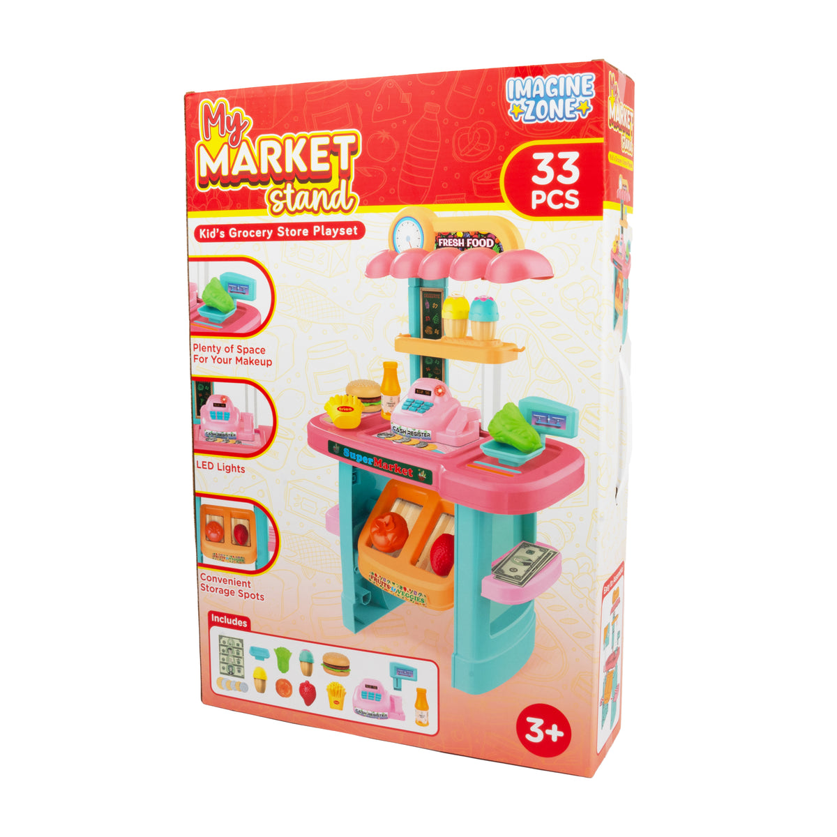 Juego de tienda de comestibles para niños My Market Stand (33 piezas)