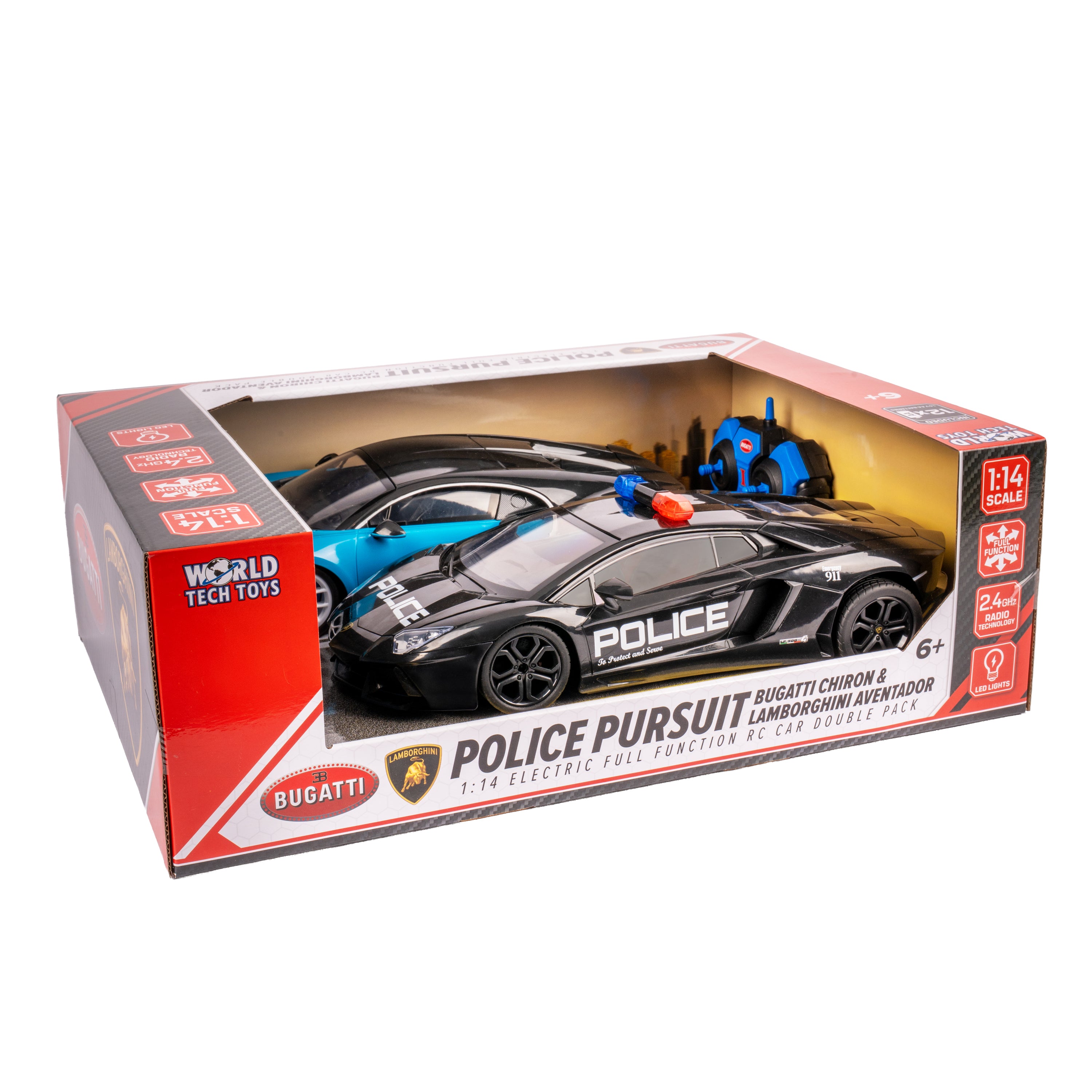 Persecución policial: Bugatti Chiron y Lamborghini Aventador [1:14]