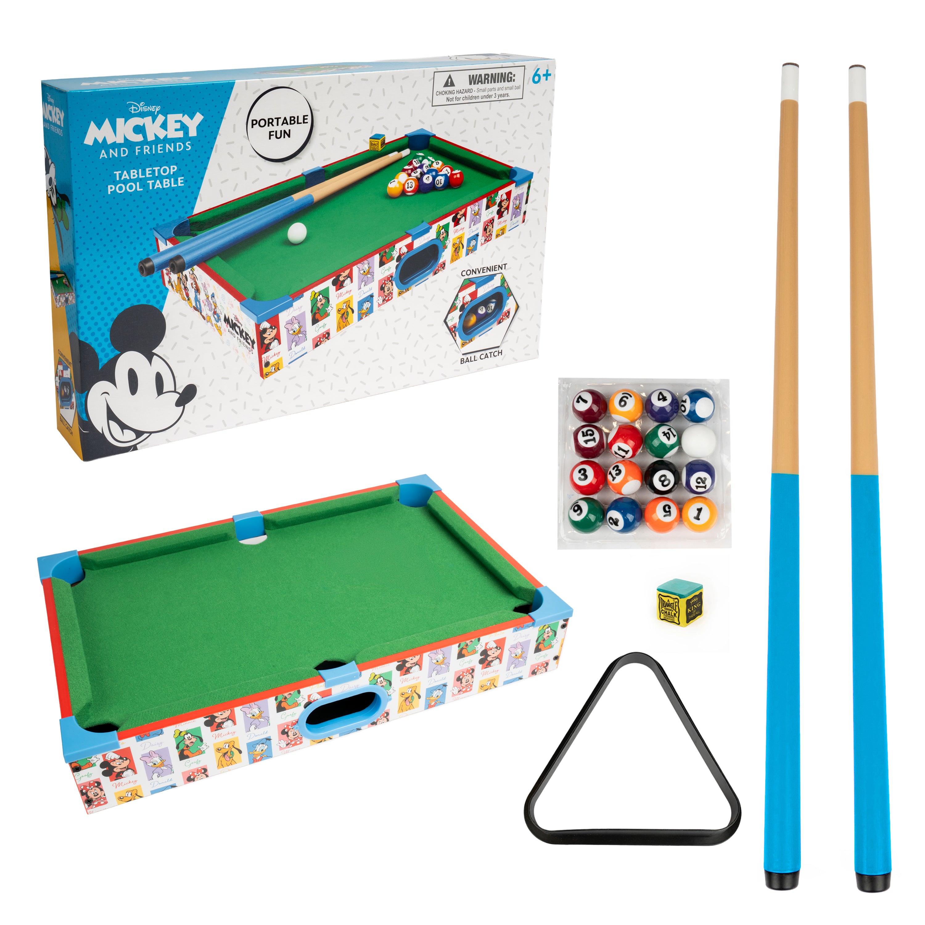 Mickey & his Friends Wooden Tabletop Pool Table