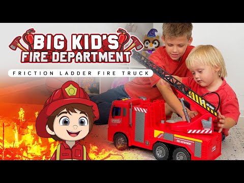 Camión de bomberos con escalera de fricción para niños mayores (escala 1:10) - Manguera de agua en funcionamiento