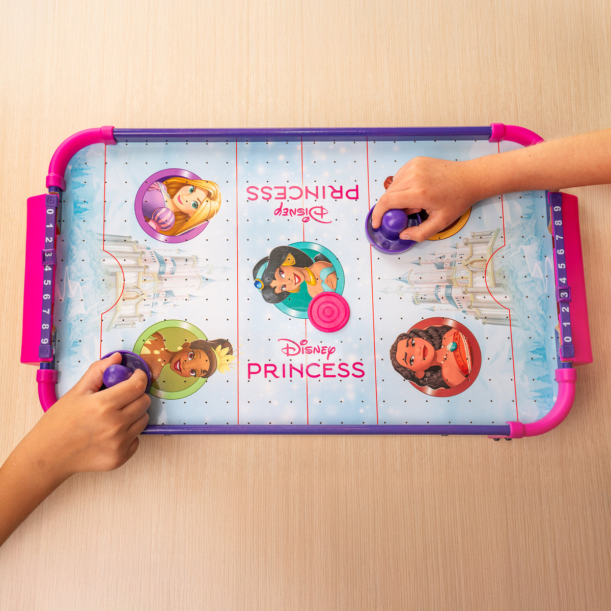 Mesa electrónica de hockey de aire de madera de las Princesas Disney