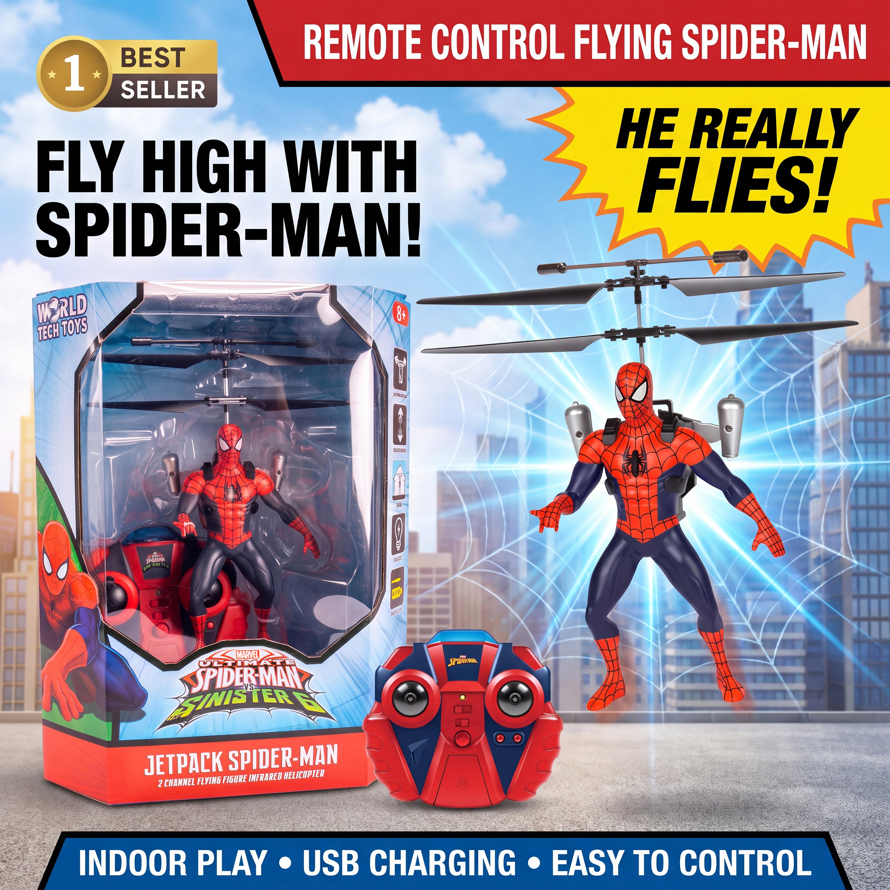 Spider-Man IR Remote Control Flying Figure