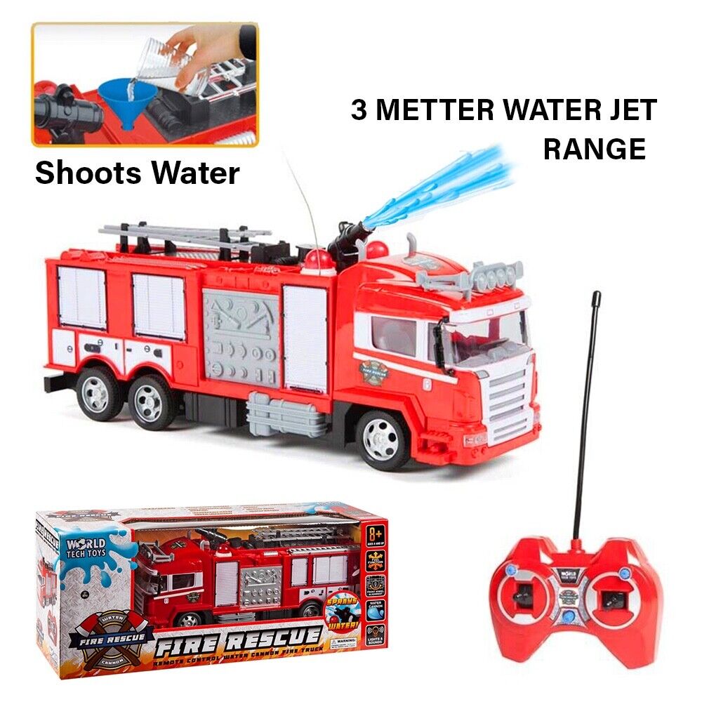 Fire Truck Remote Control Truck w/ Light Up Lights & Shoots Water