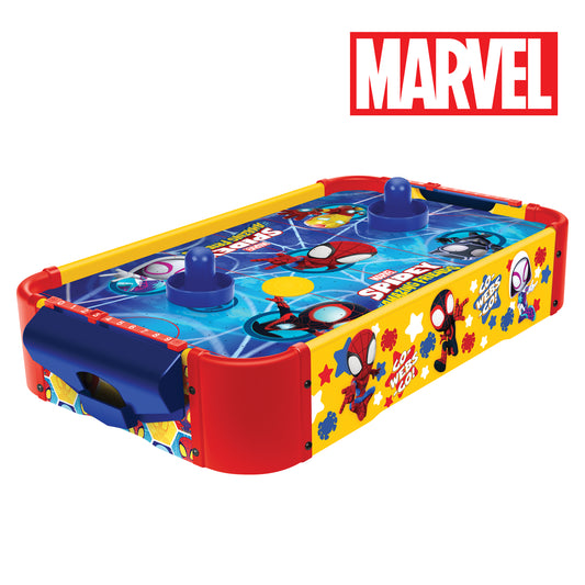 Mesa electrónica de hockey de aire de madera con Spidey y sus increíbles amigos