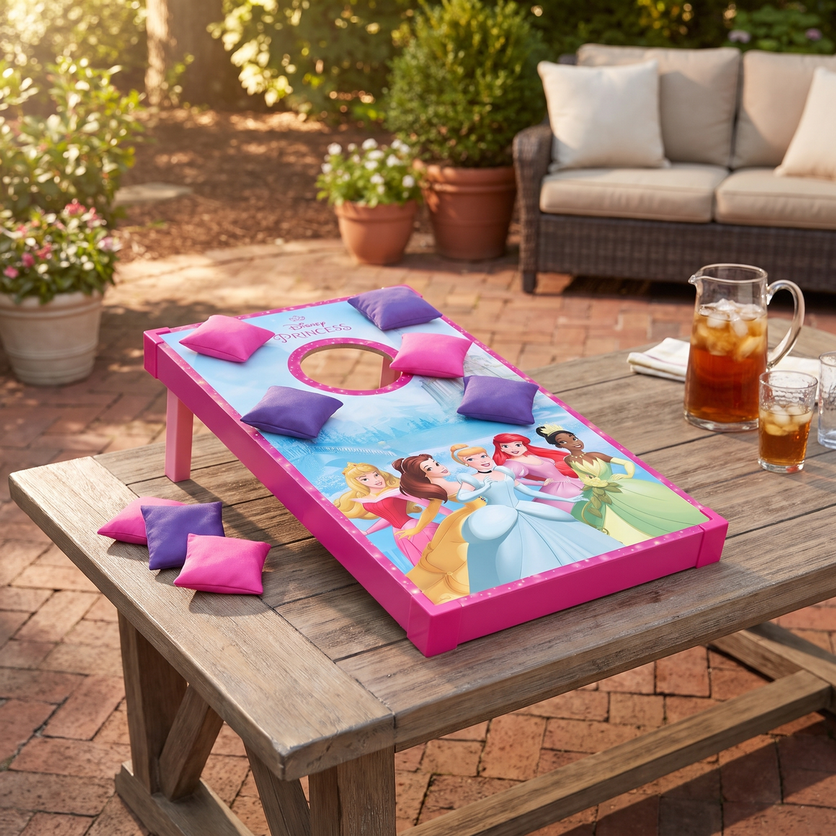 Disney Princess Wooden Cornhole Game with 6 Bean Bags