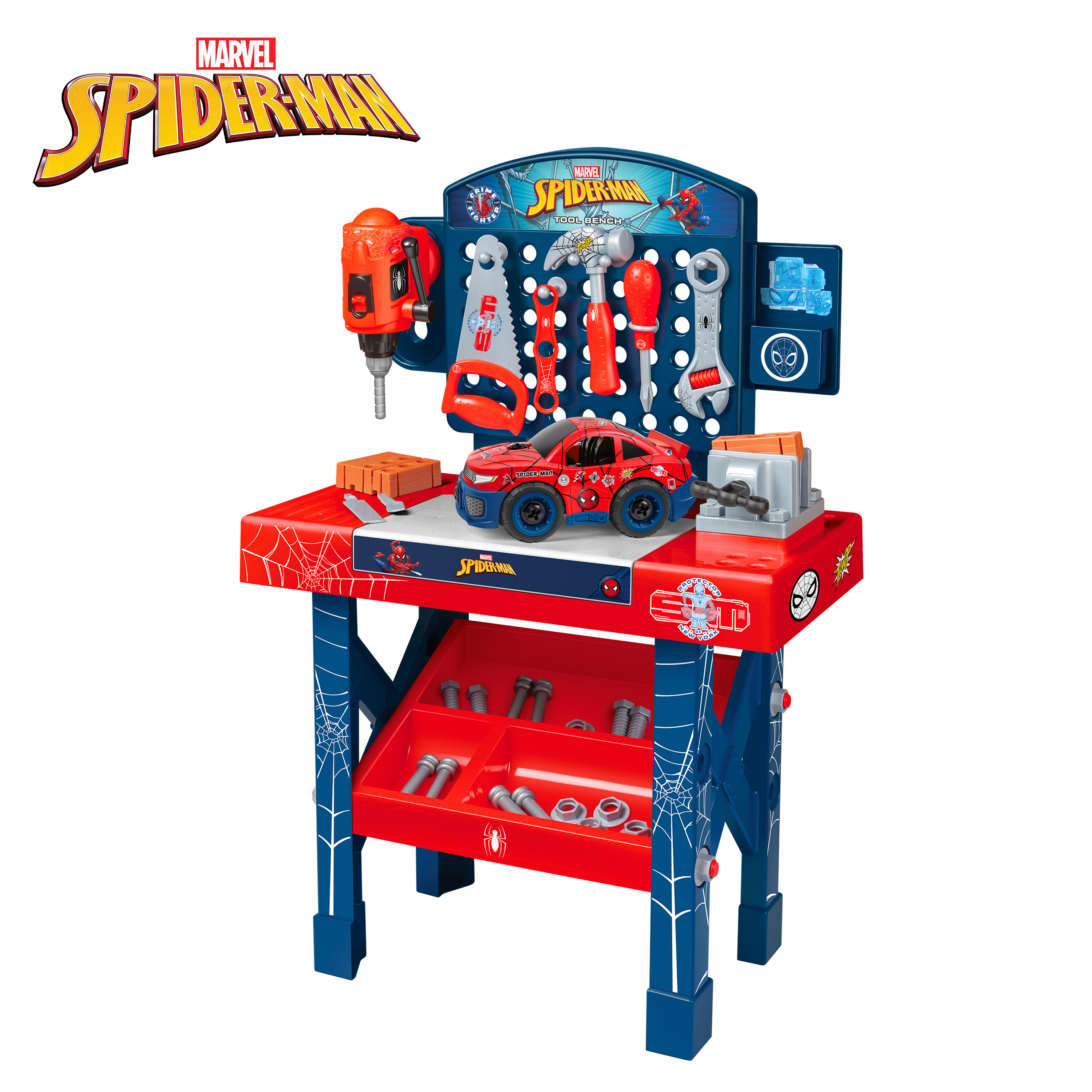 Spider-Man Tool Bench Playset with Take Apart Car (84 Pieces)