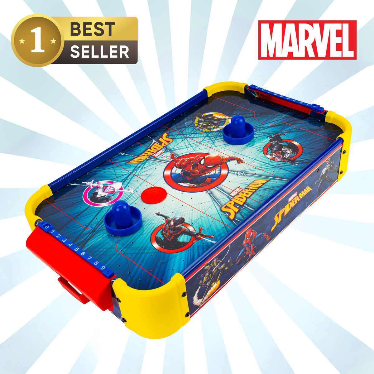 Mesa electrónica de hockey de aire de madera de Spider-Man