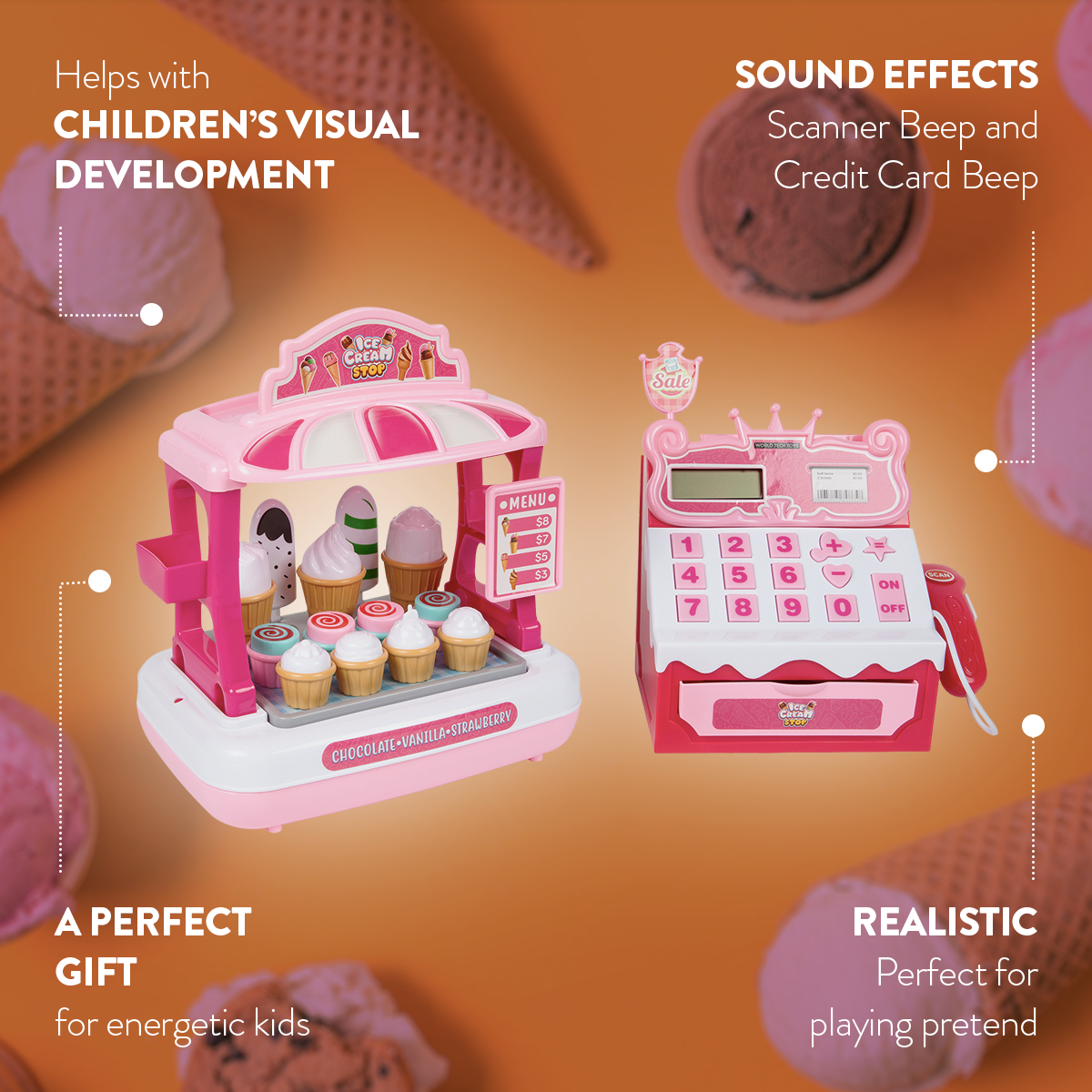 Ice Cream Shop with Cash Register Playset