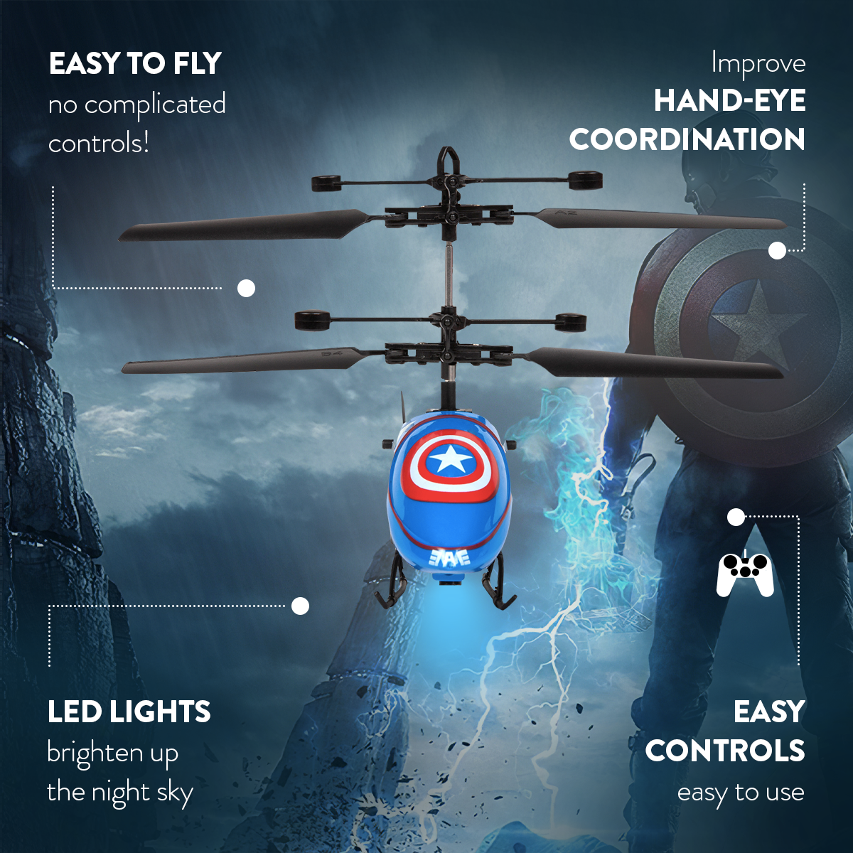 Helicóptero RC del Capitán América