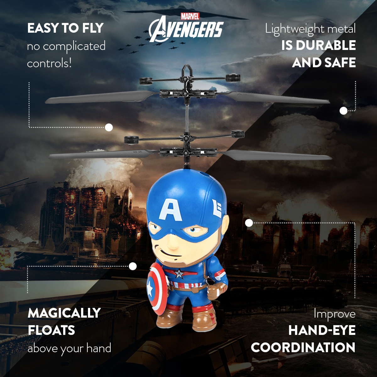captain america fly reel Marvel 3.5 Inch Captain America Flying Figure IR Helicopter