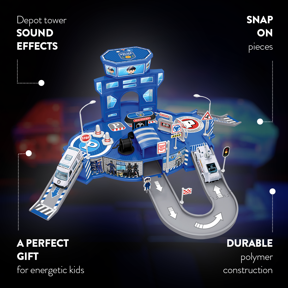 Juego de coche de policía Diecast Cruisers