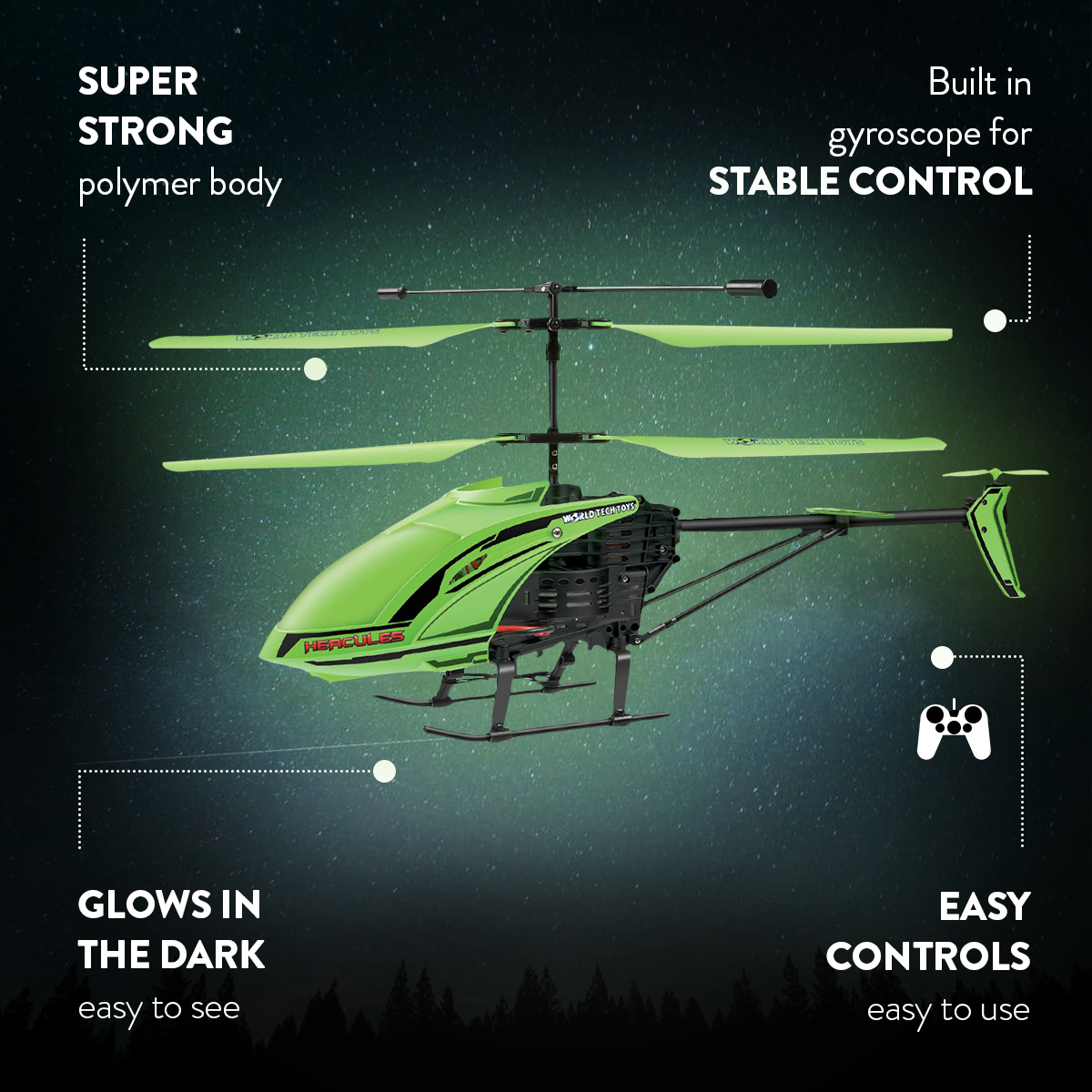 Hercules Unbreakable Glow In The Dark Rc Helicopter