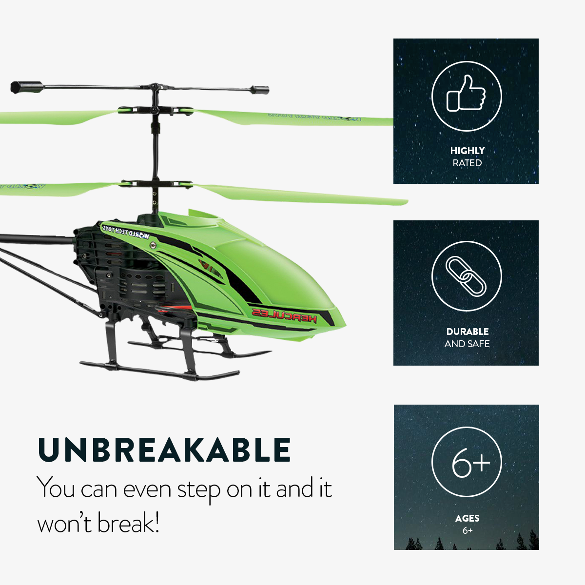 Hercules Unbreakable Glow In The Dark Rc Helicopter