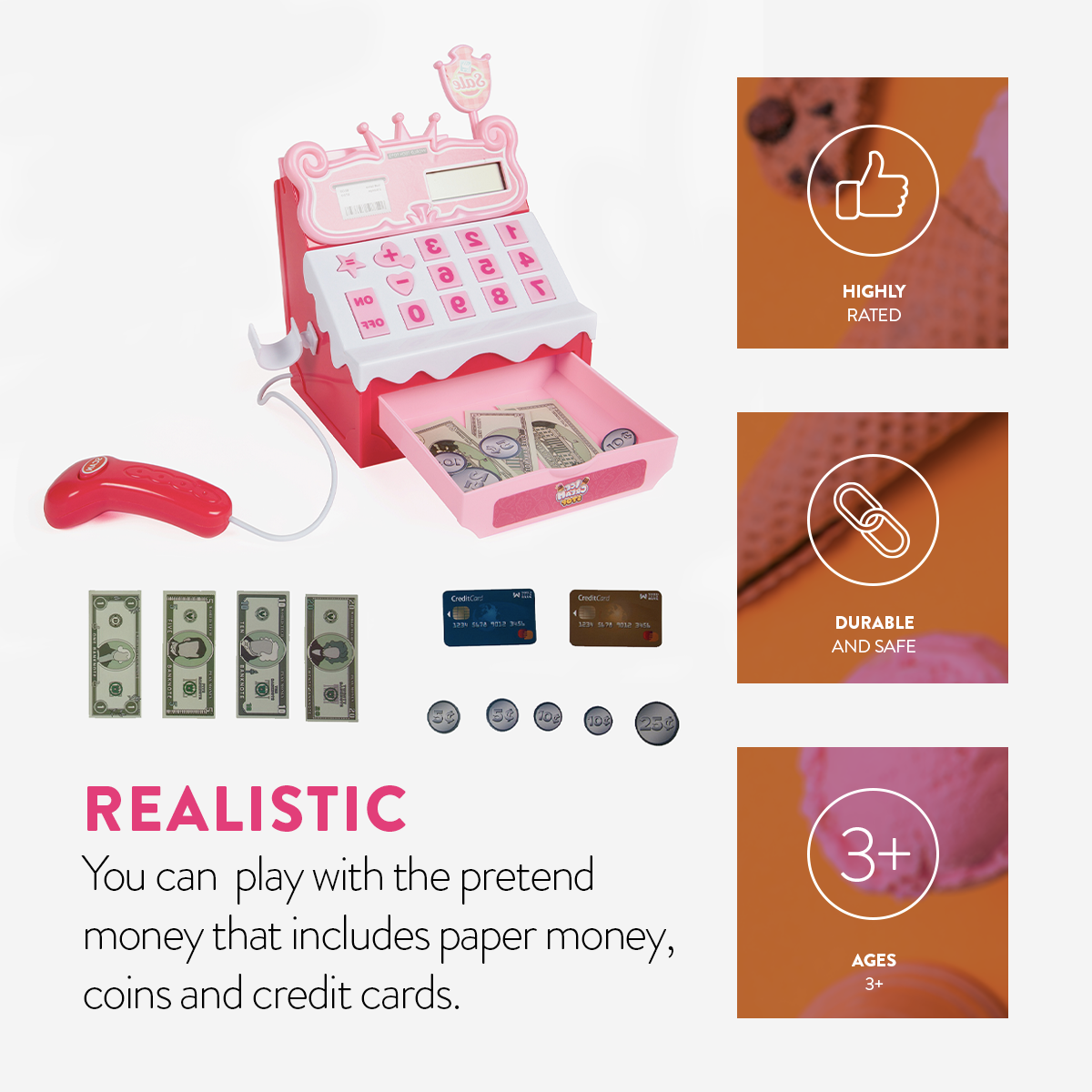 Ice Cream Shop with Cash Register Playset