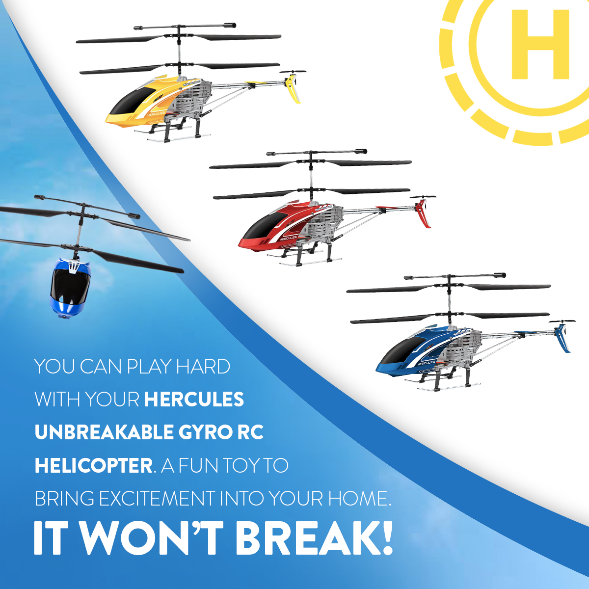 Hercules Unbreakable Gyro RC Helicopter