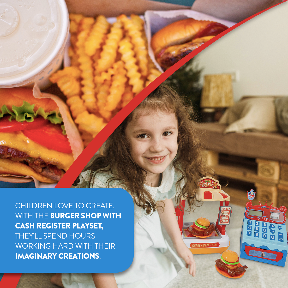 Juego de hamburguesería con caja registradora