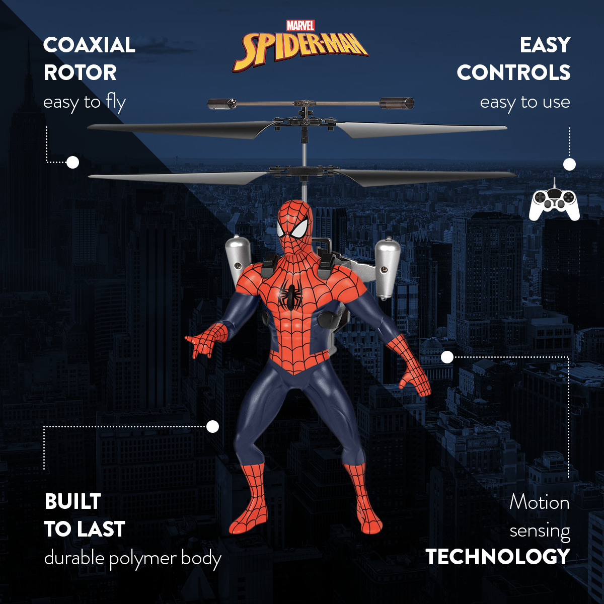 SpiderMan IR Remote Control Flying Figure