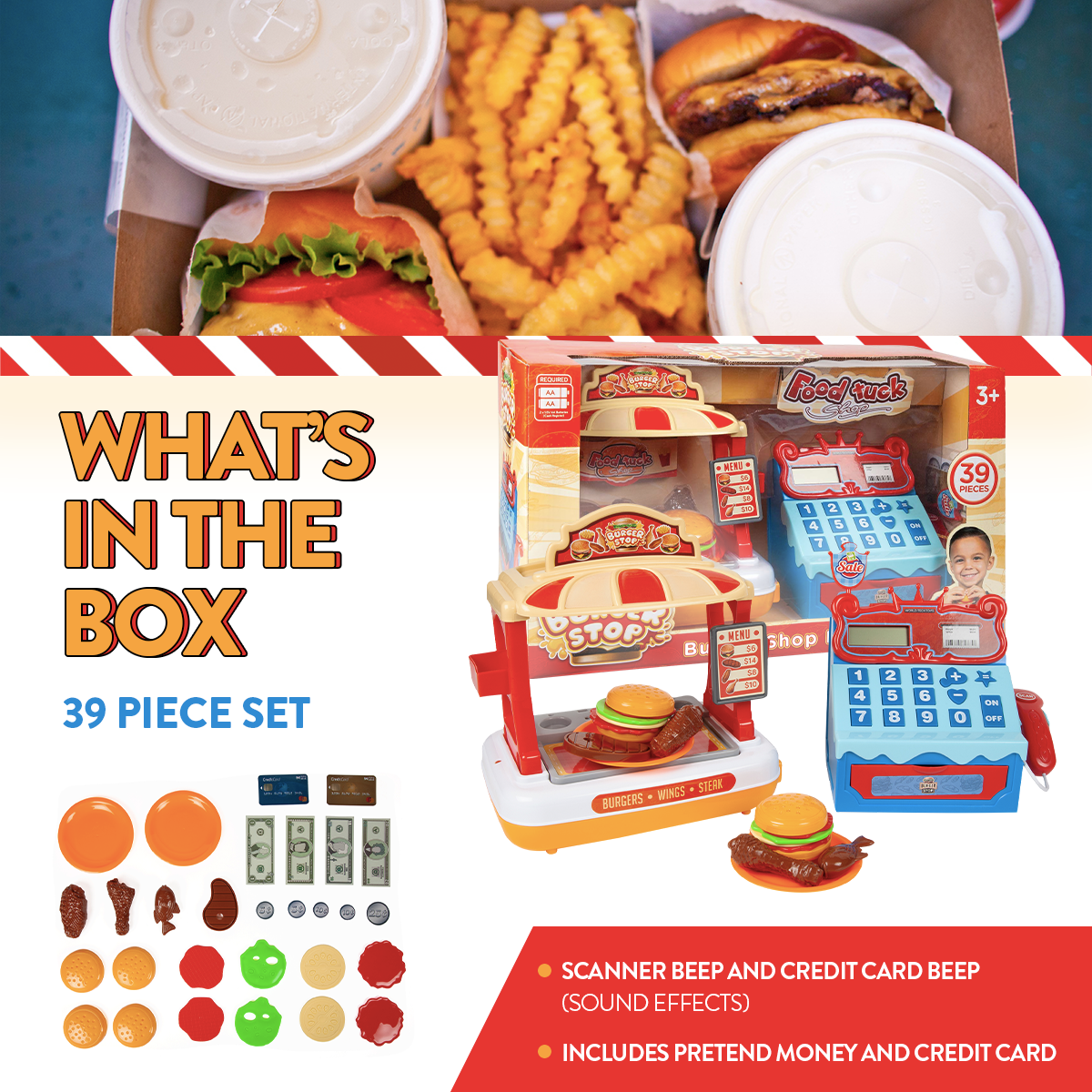 Burger Shop with Cash Register Playset