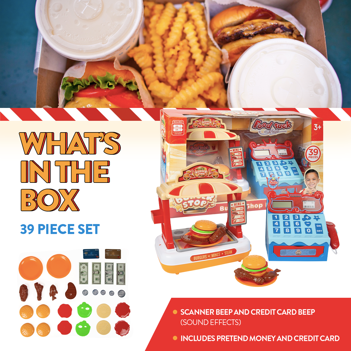 Juego de hamburguesería con caja registradora