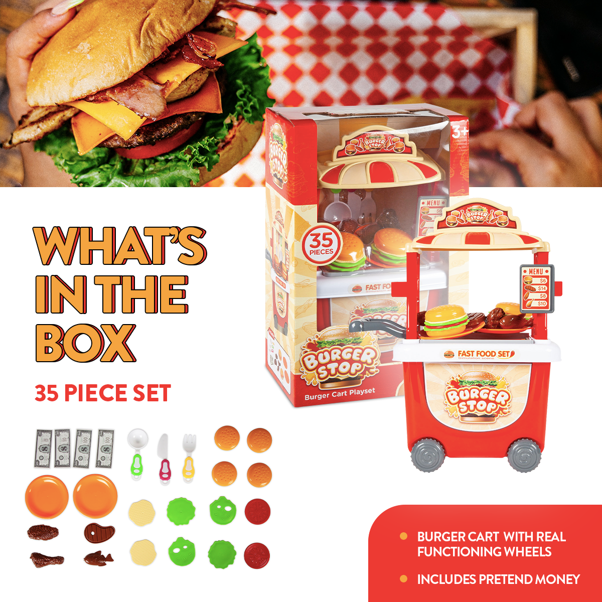 Burger Stop Cart Playset