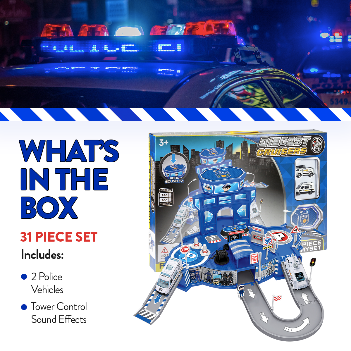 Juego de coche de policía Diecast Cruisers