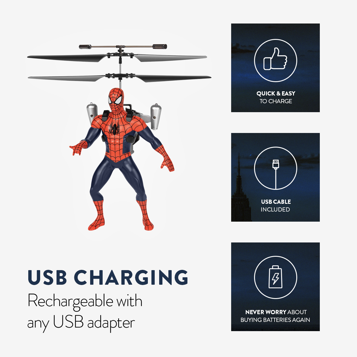 SpiderMan IR Remote Control Flying Figure