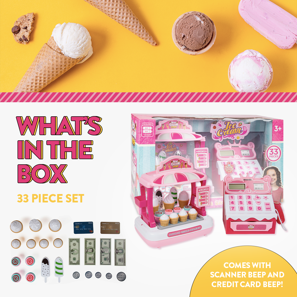 Ice Cream Shop with Cash Register Playset