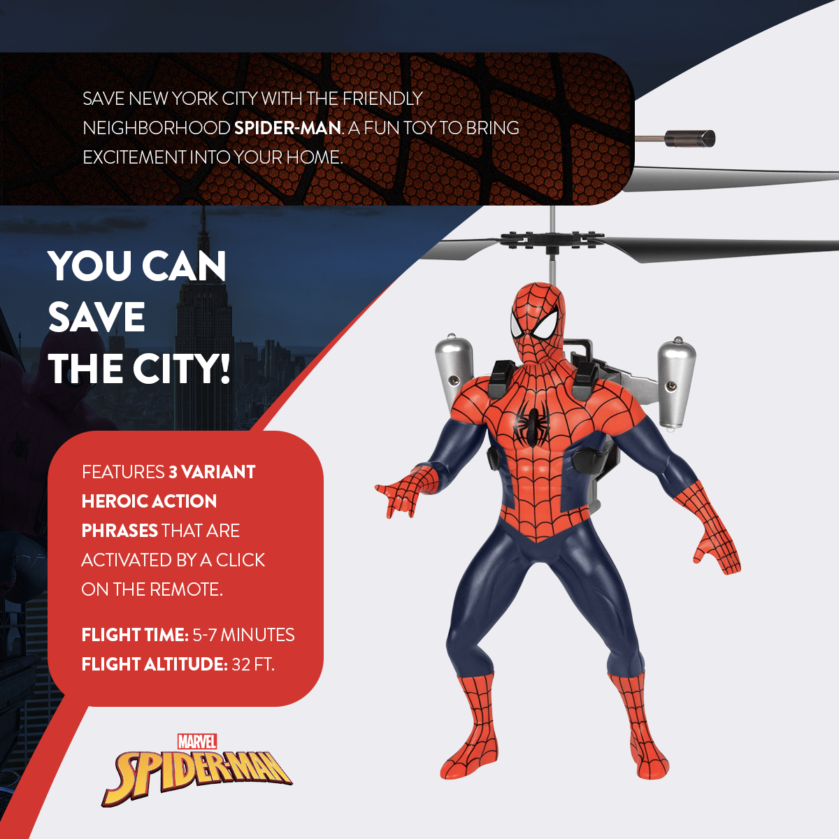 SpiderMan IR Remote Control Flying Figure