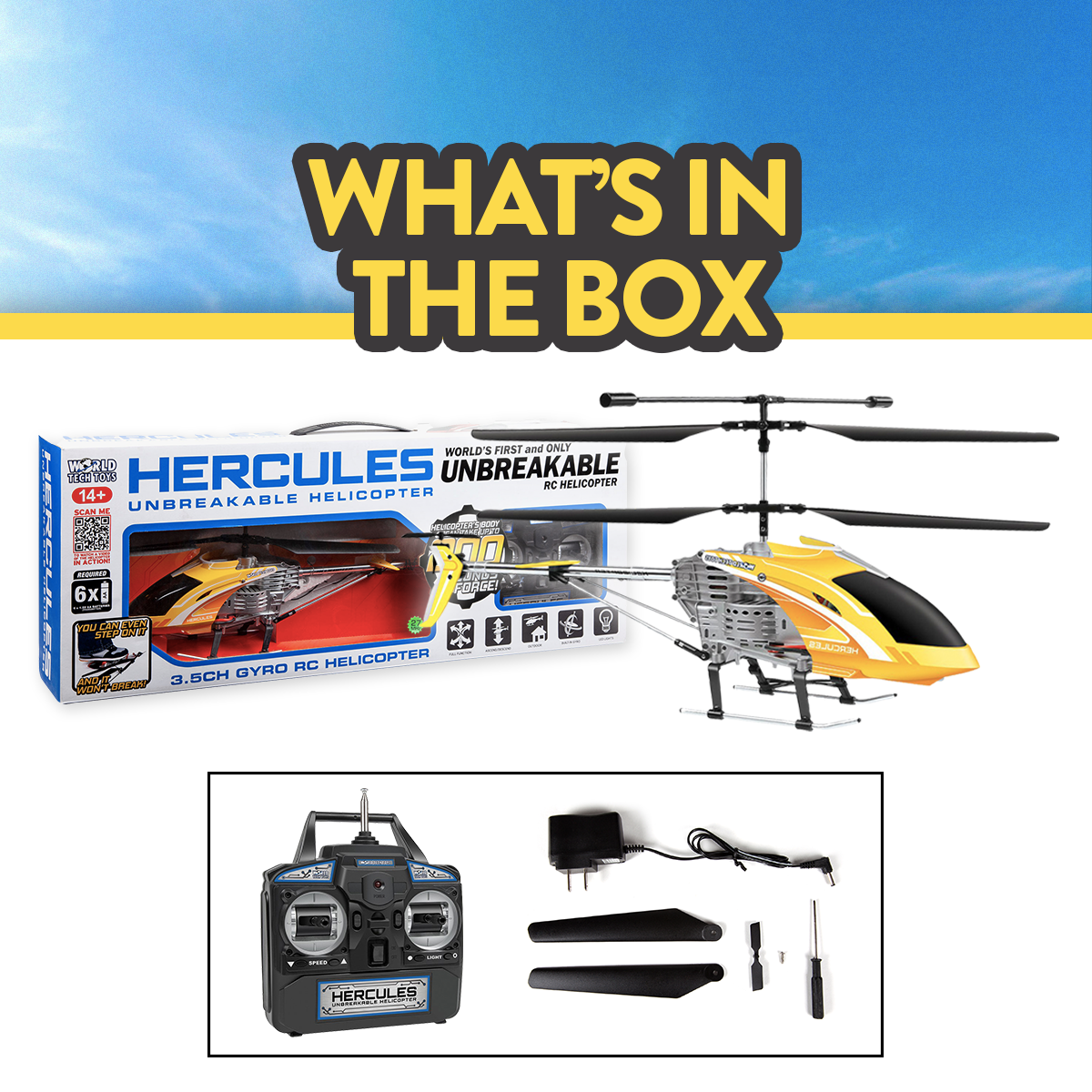 Hercules Unbreakable Gyro RC Helicopter