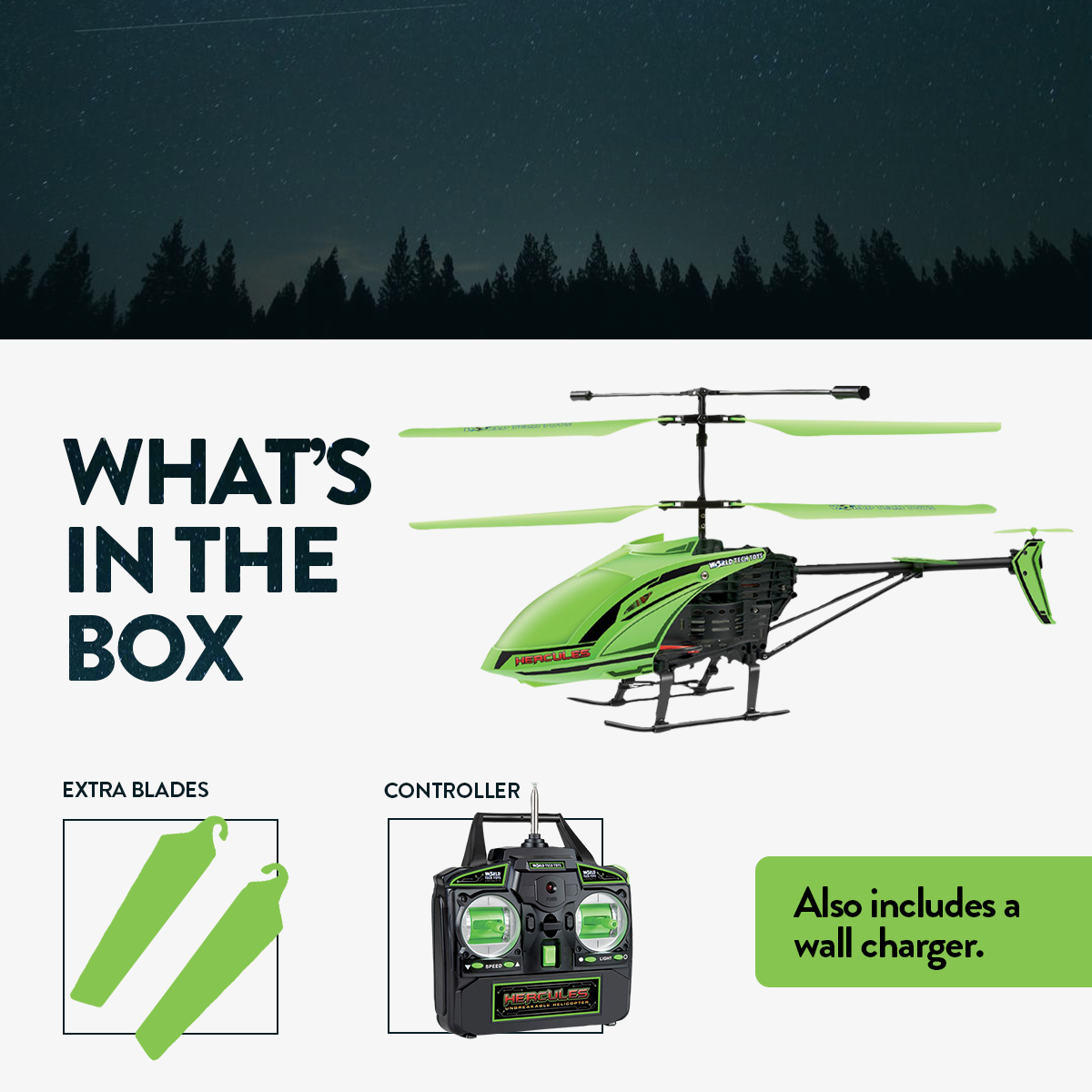 Hercules Unbreakable Glow In The Dark Rc Helicopter