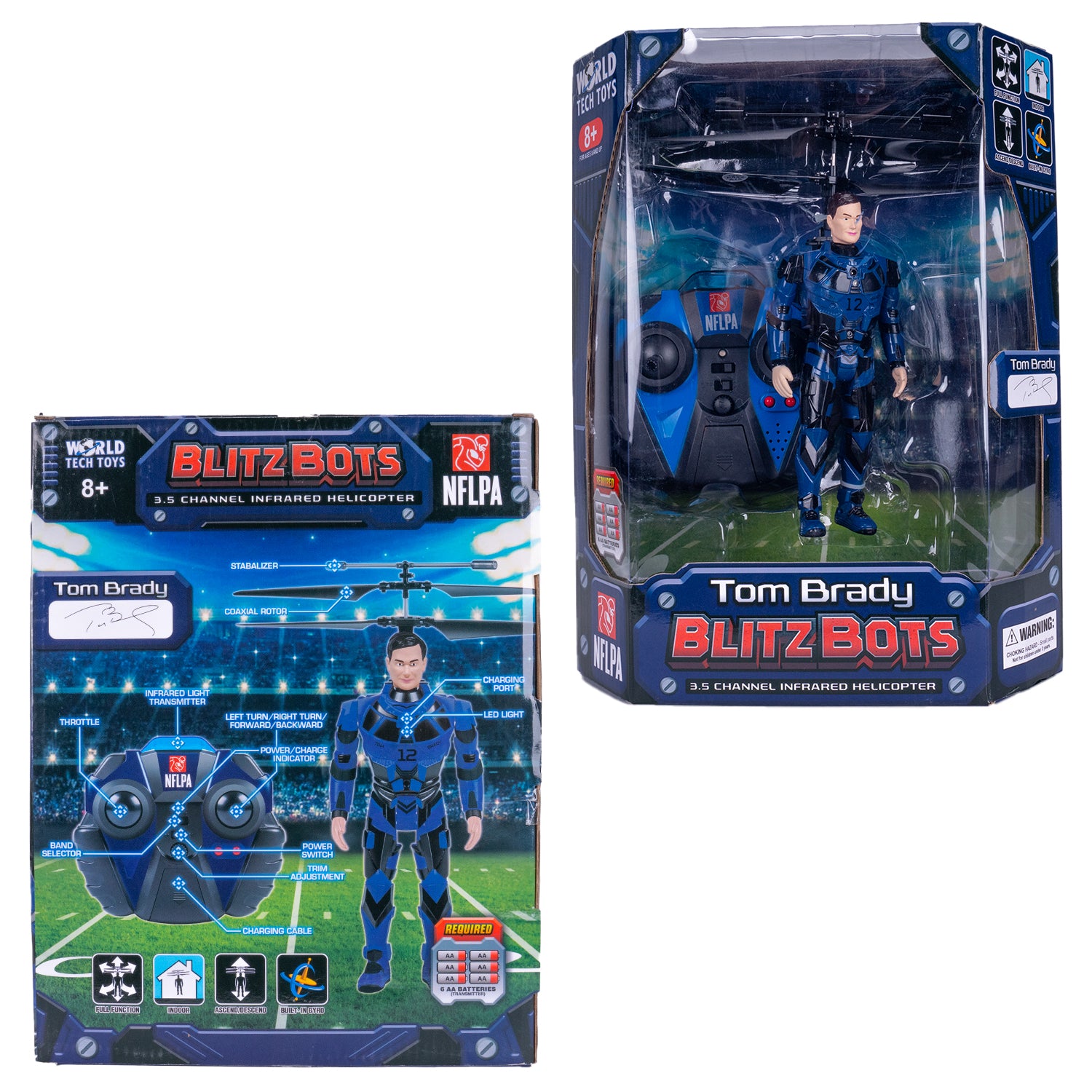 Helicóptero RC Tom Brady BlitzBots de 3,5 canales IR con licencia de la NFLPA