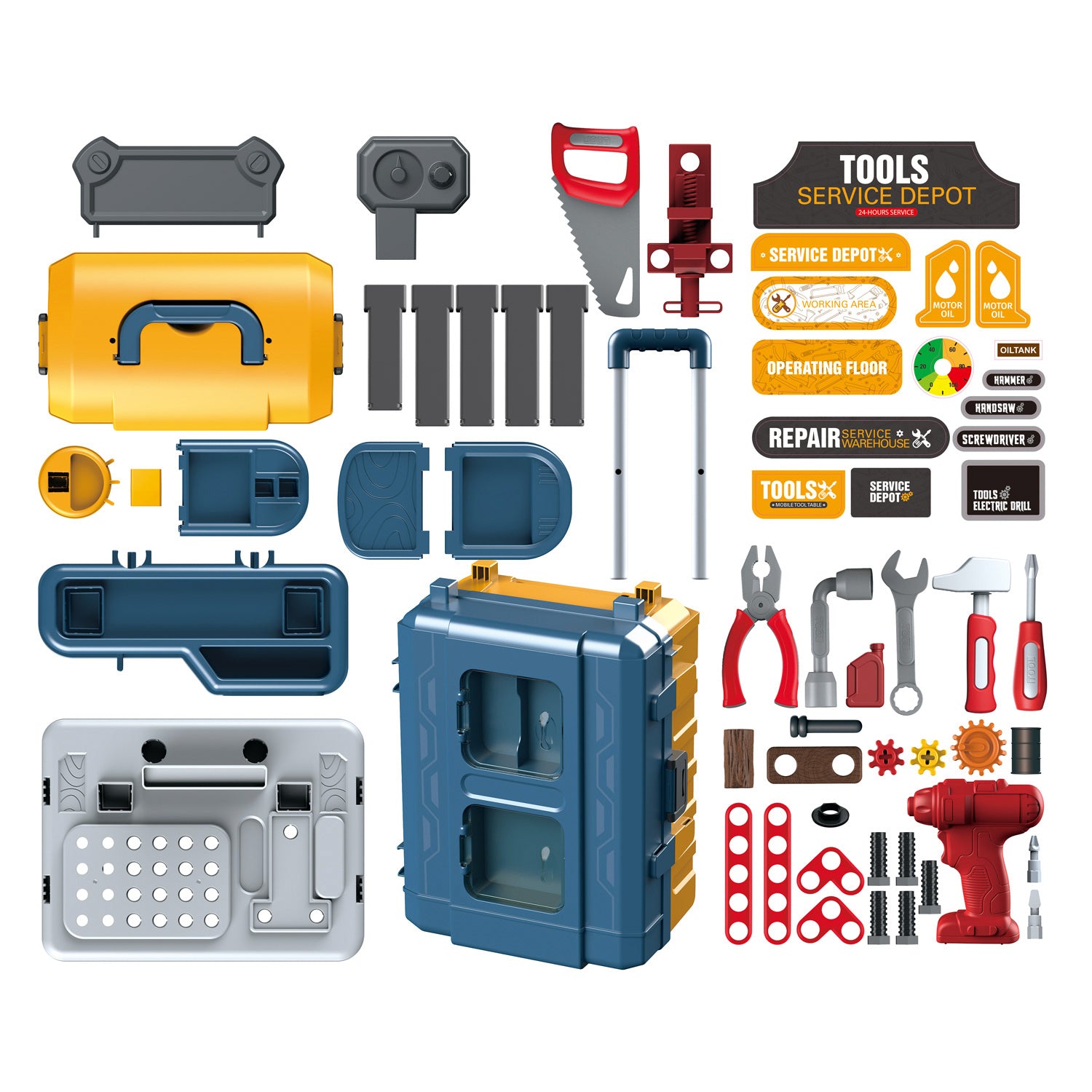 Maleta de herramientas móvil 3 en 1, juego de 46 piezas