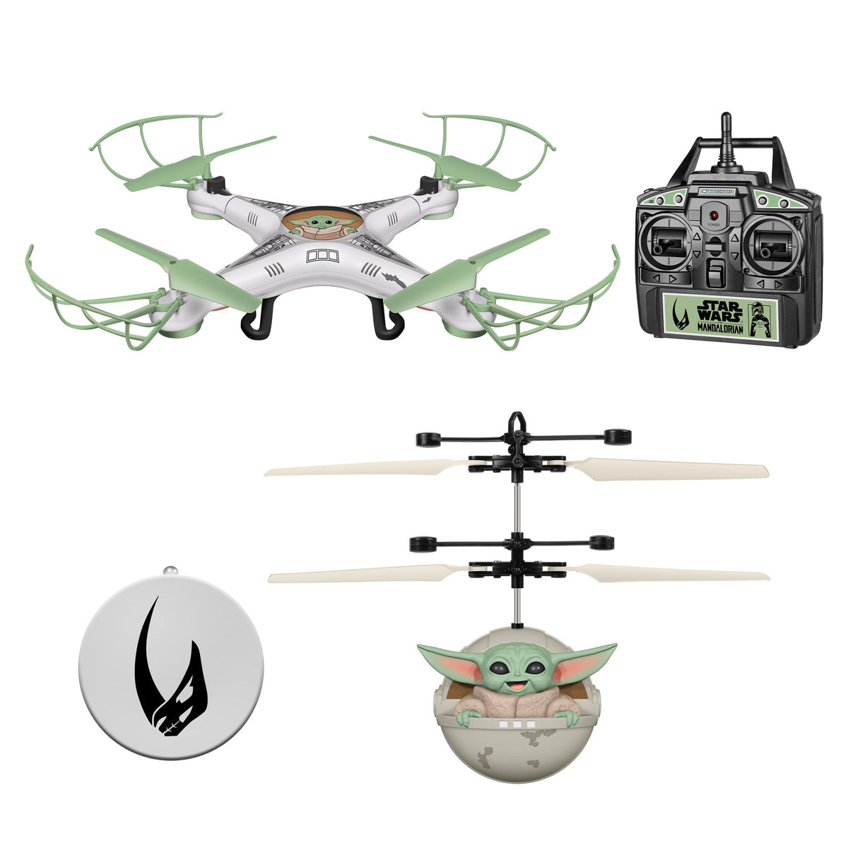 Paquete de cuadricóptero RC Baby Yoda y juguete volador de cabeza grande Baby Yoda 