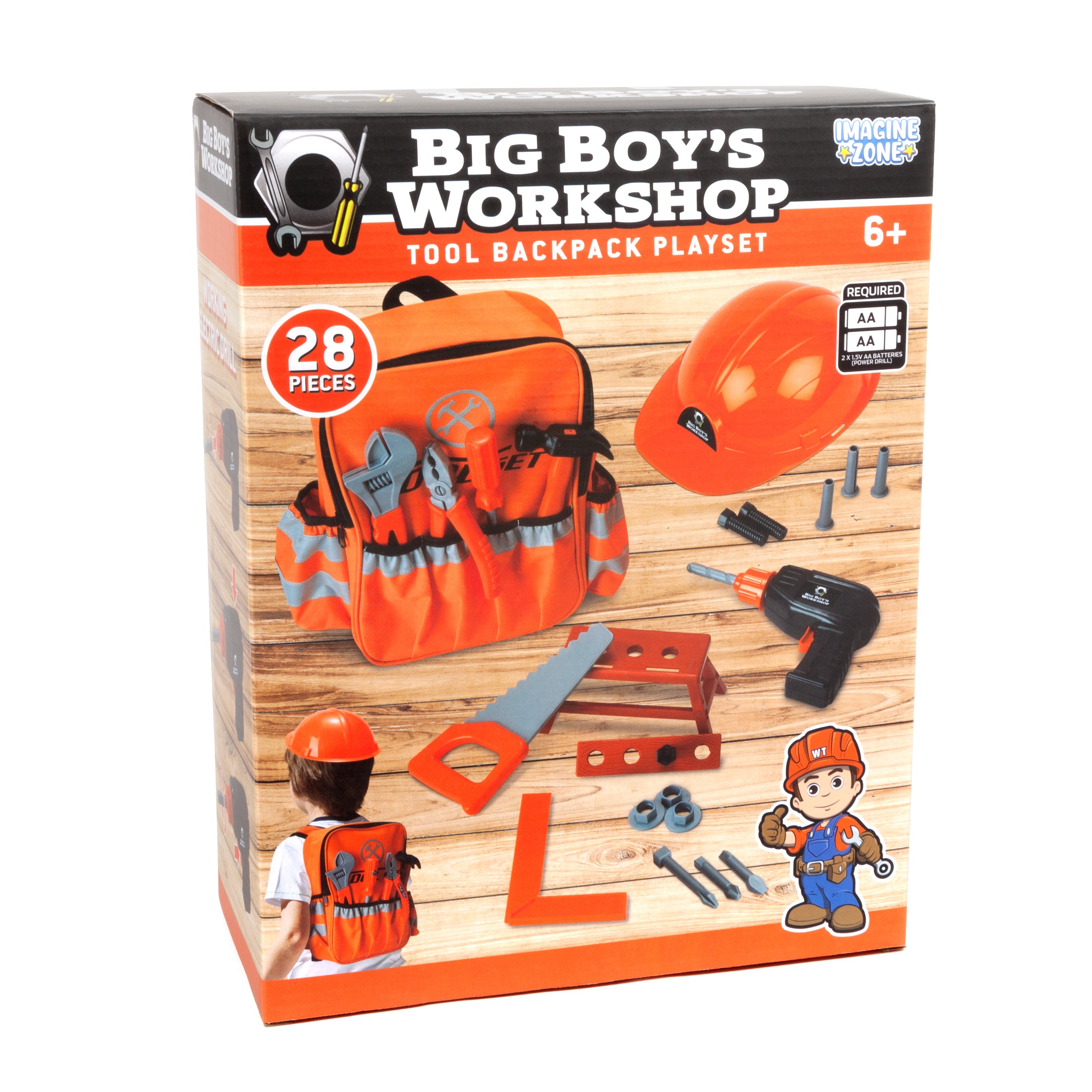 Juego de mochila de herramientas de 28 piezas de Big Boy's Workshop