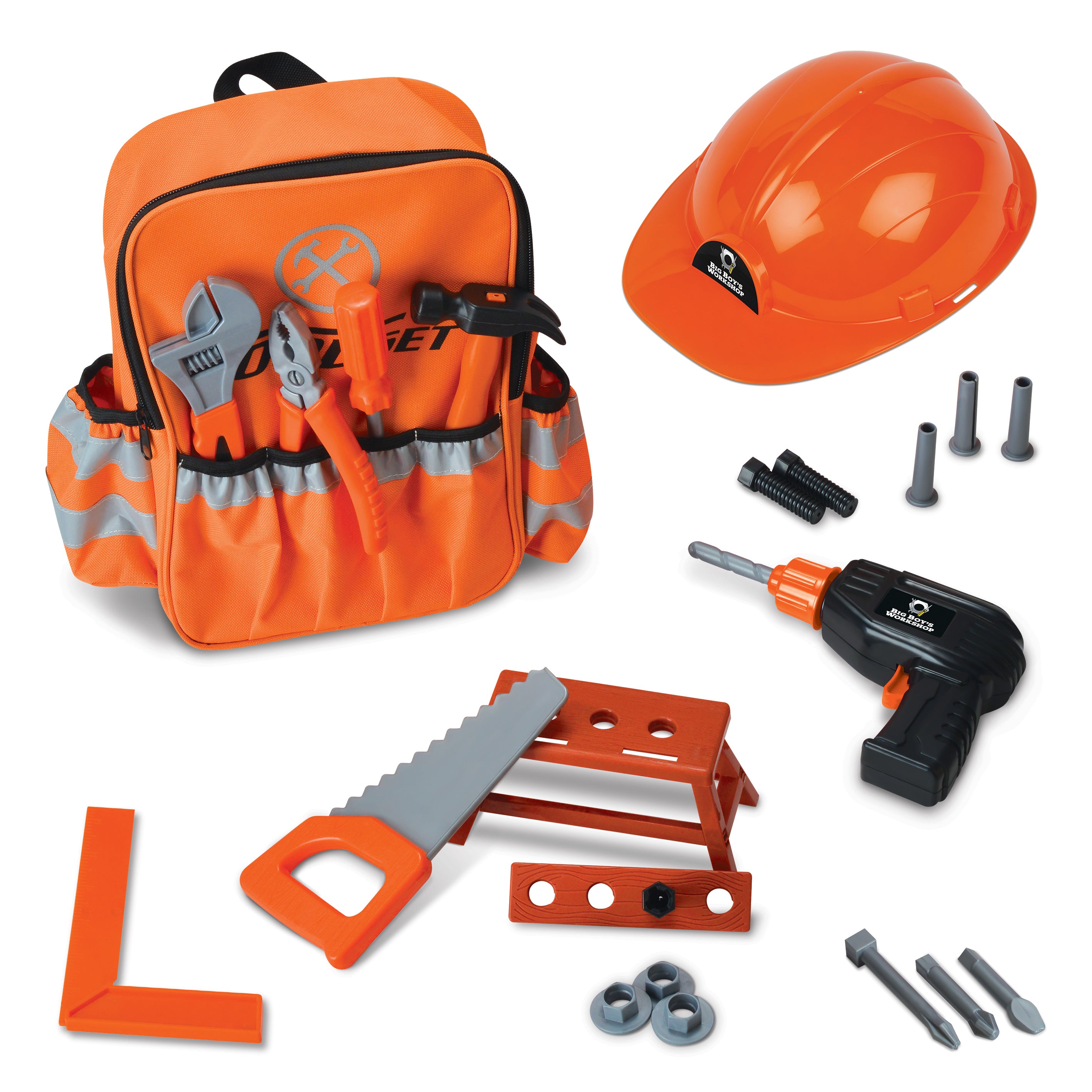 Big Boy's Workshop 28-Piece Tool Backpack Playset