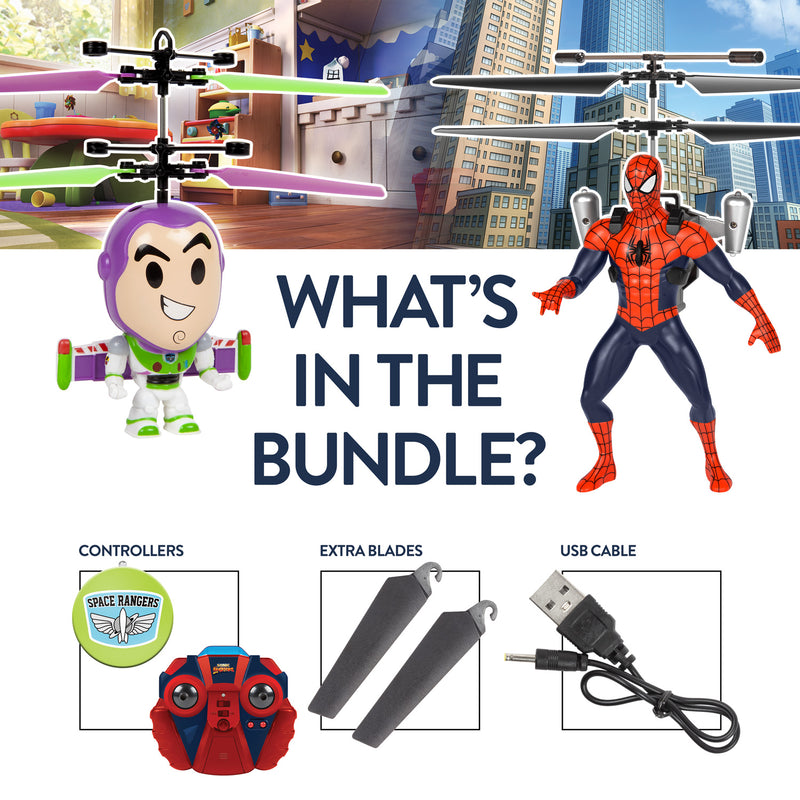 Buzz Lightyear Big Head & Spider-Man Flying Figure Bundle