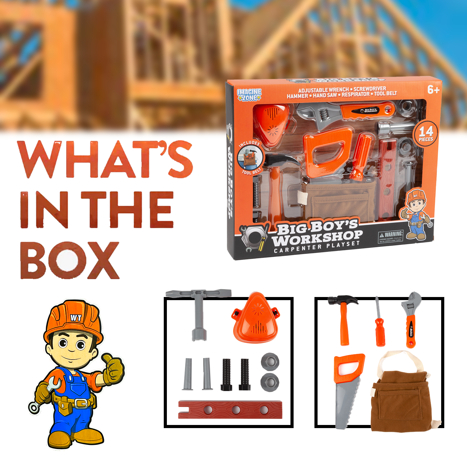 Big Boy's Workshop 14 Piece Carpenter Playset