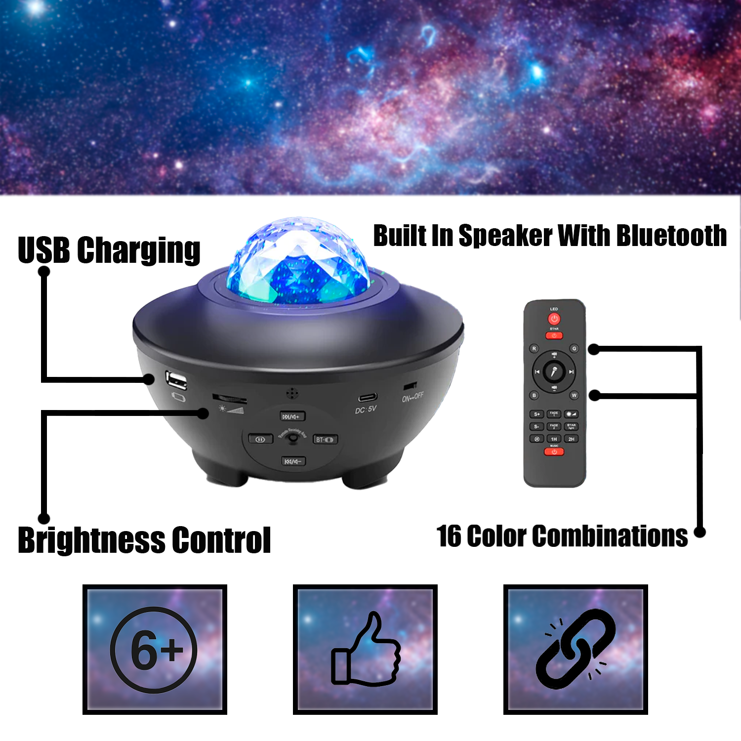 Star Galaxy Projector Night Light With Remote Control