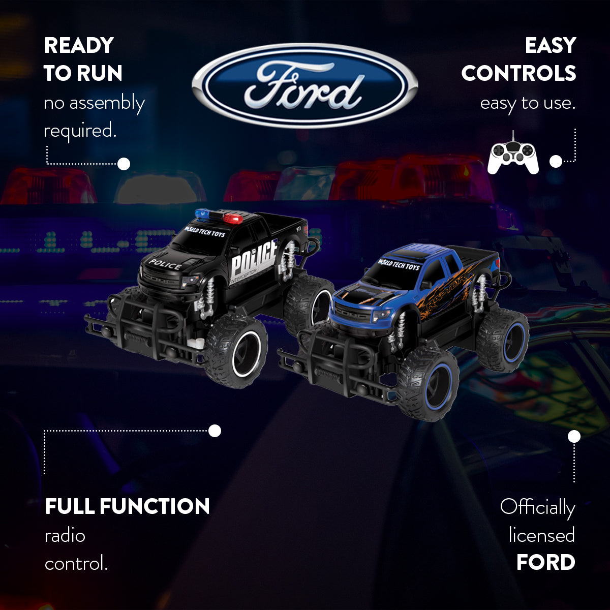 Ford F-150 Raptor + Police Pursuit RC Monster Truck [Double Pack] [1:24]