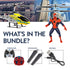 Spider-Man Flying Figure & REX Hercules Unbreakable Helicopter Bundle