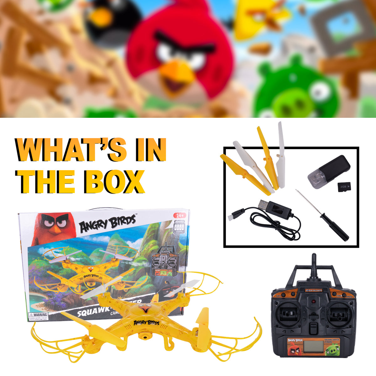 Helicóptero Chuck Squawk con licencia de Angry Birds, 4,5 canales, 2,4 GHz