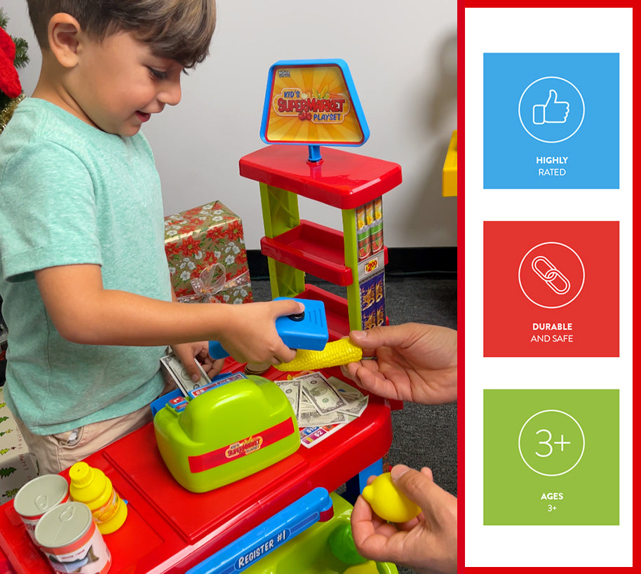 Juego de caja registradora y escáner de supermercado