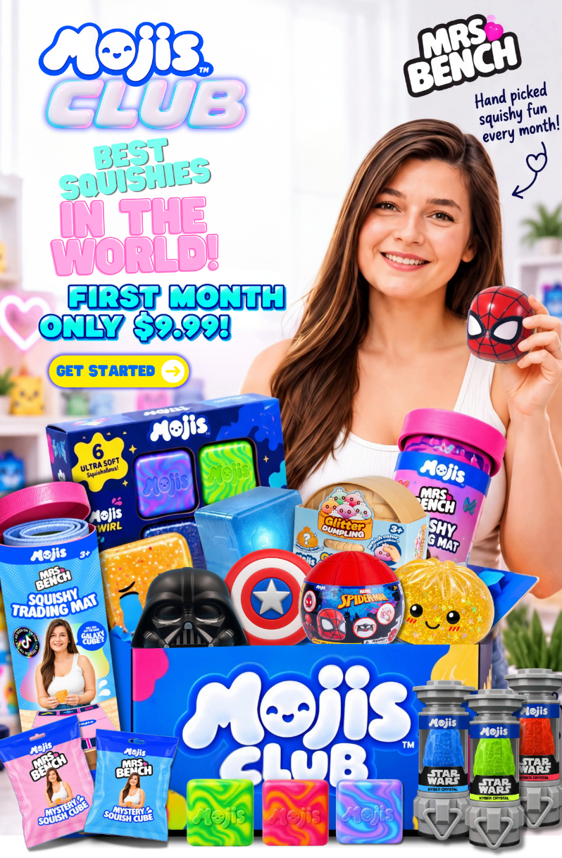 Mojis Club with Mrs. Bench: hand-picked squishy fun every month. First month only $9.99. Get started.